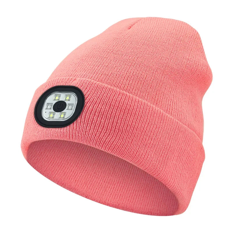 Neue Winter-Strickmütze mit LED-Warmbeleuchtung