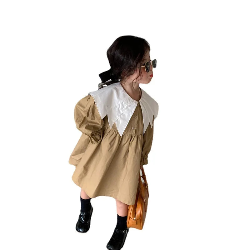 New Retro Van Doll Pointed Collar Girl's Dress