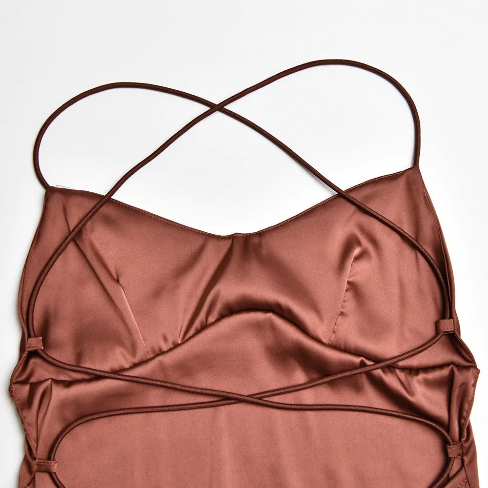 Sexy Backless Bandage Party Maxi Lace Up Slip Club Dress
