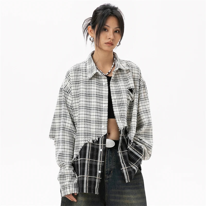 Women Plaid Blouses Korean Style Shirts