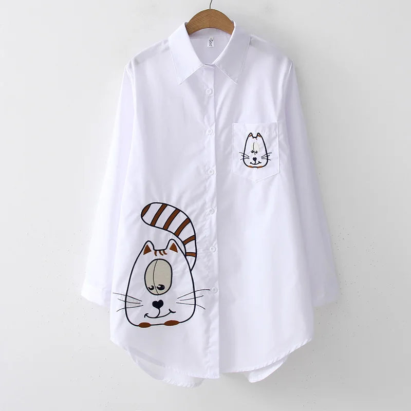 New Blouse Long Sleeve Cotton Blouse Embroidery Blouse Shirts