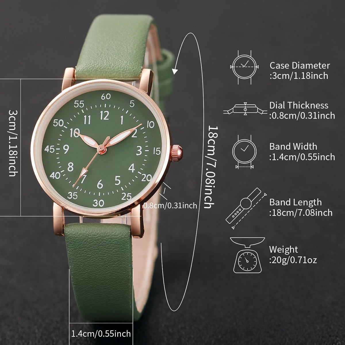 Women's Fashion Arabic Dial Leather Band Quartz Watches