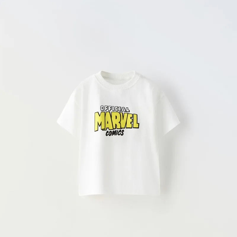 Baby Cute Print Round Neck Short Sleeve Base Shirt