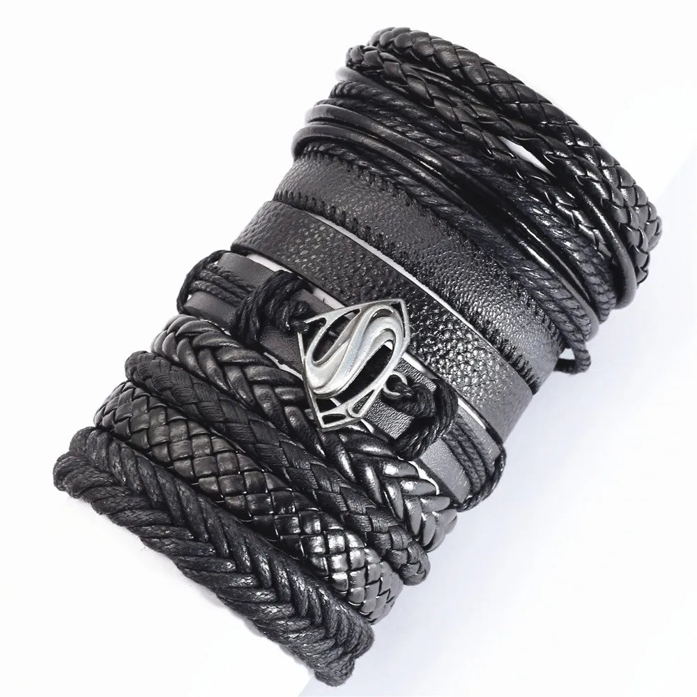 10 Pcs/set Black Wrap Women New Fashion Bracelets