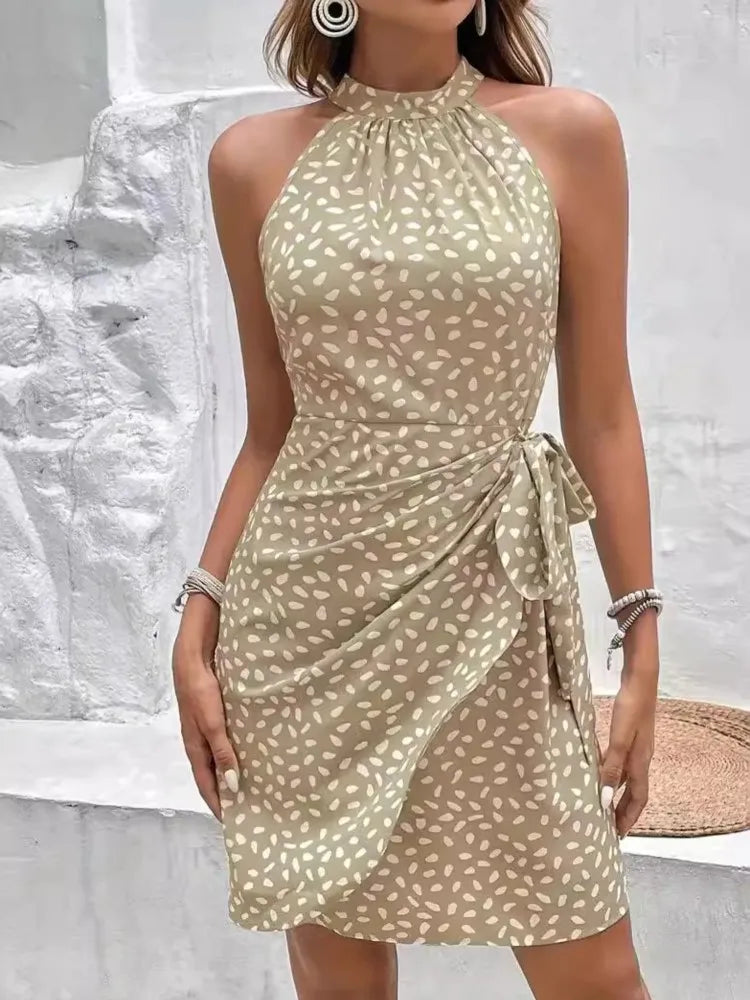 Elegant Sexy Sleeveless Neck-mounted Mini Dress