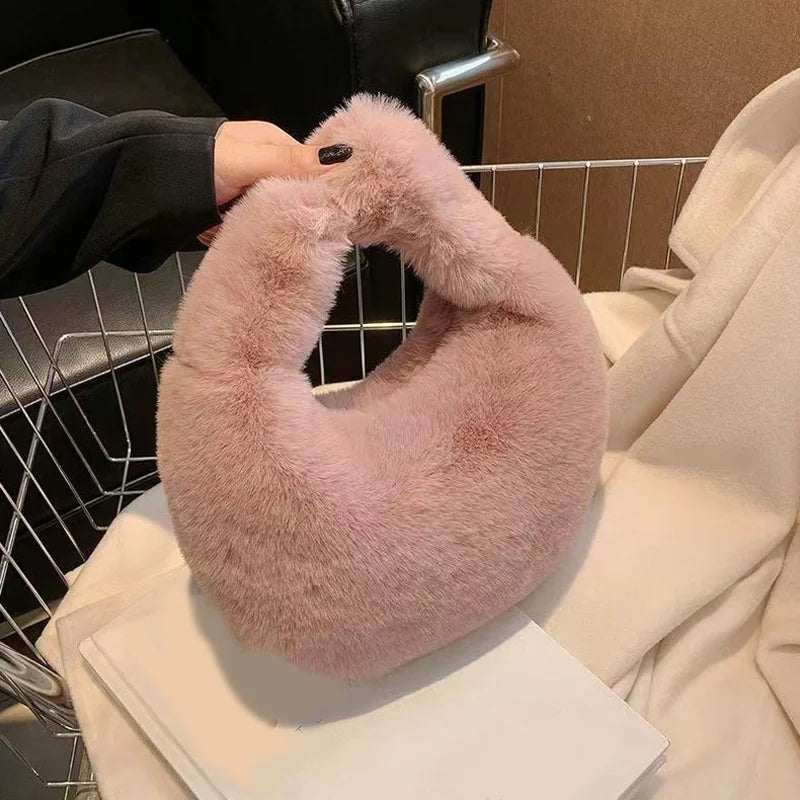 Einfarbig Plüsch Knödel Tasche Einfache Stil Nischen Design Kunstpelz