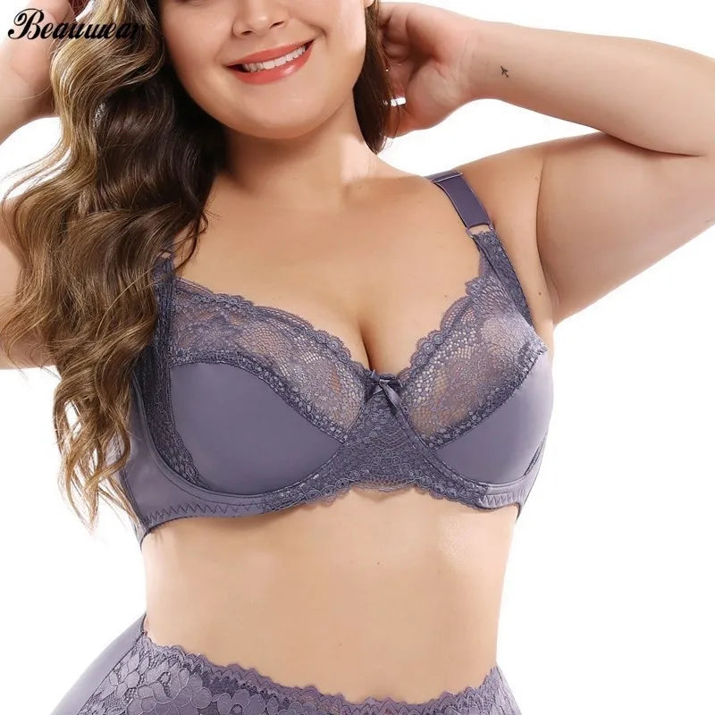 Women Sexy Floral Deep V Boost Push Up Plus Size Bras