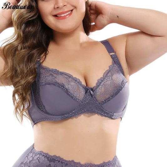 Women Sexy Floral Deep V Boost Push Up Plus Size Bras
