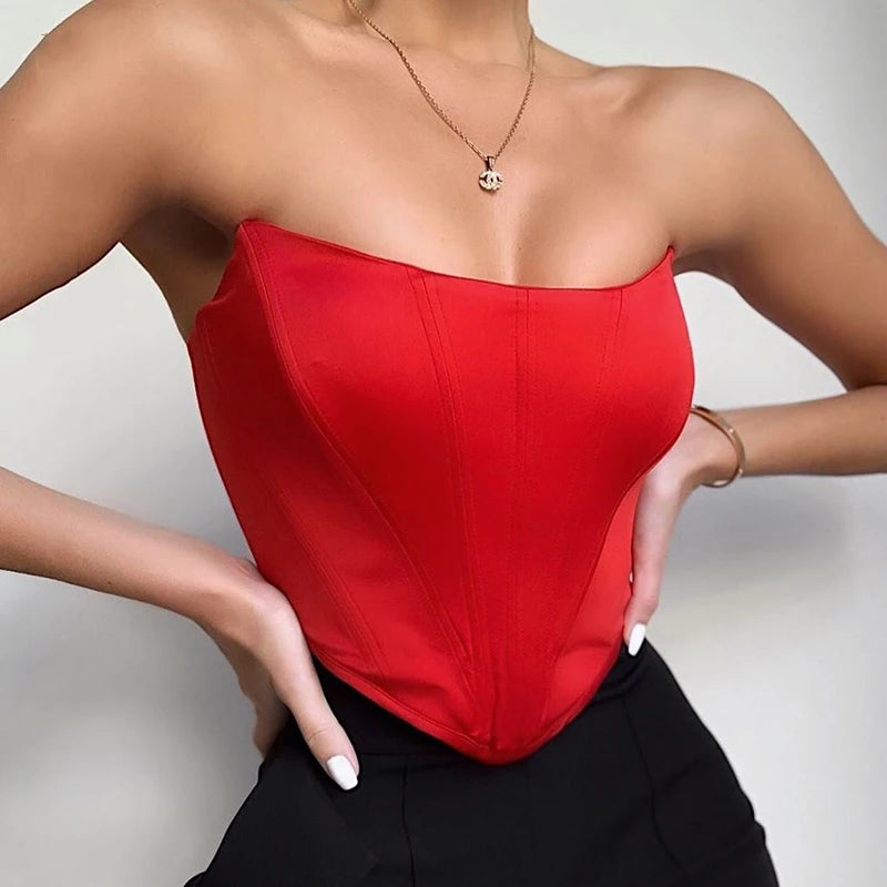 Sleeveless Off Shoulder Velvet Corset Top Vest Backless Bustier