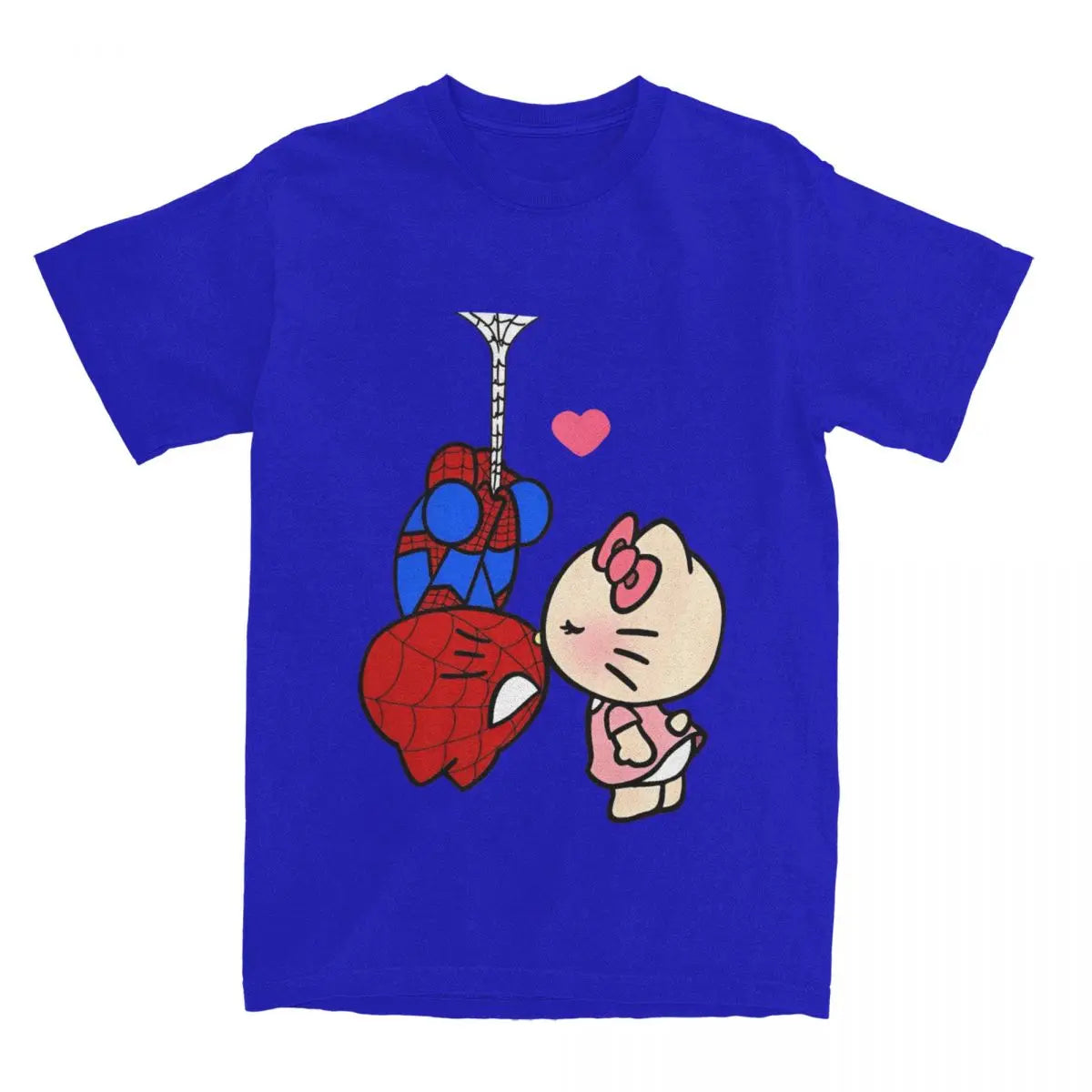 Sanrio Hello Kitty Cartoon Spiderman T Shirt Couple  Pure Cotton T Shirts Summer