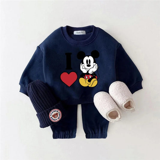 New Warm Fleece Mickey Mouse Clothes Set
