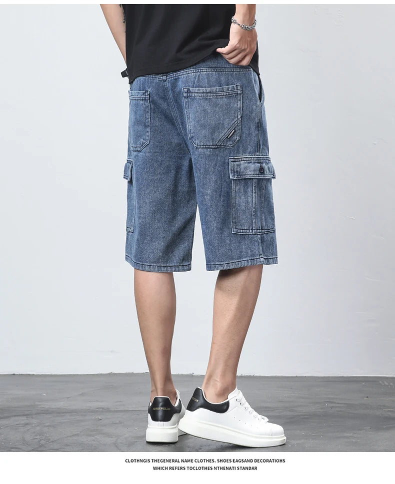 Denim Shorts for Men's Cargo Pants Baggy Bermuda Jeans Male Beach Pants
