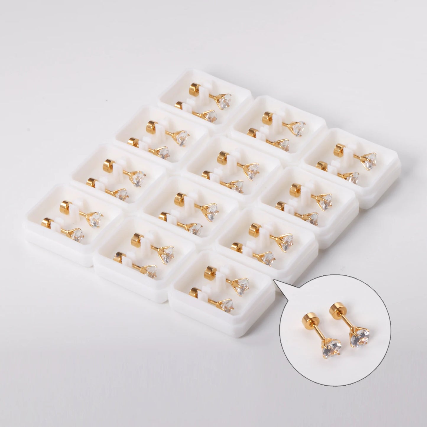 12Pair Cubic Zirconia Stud Earrings