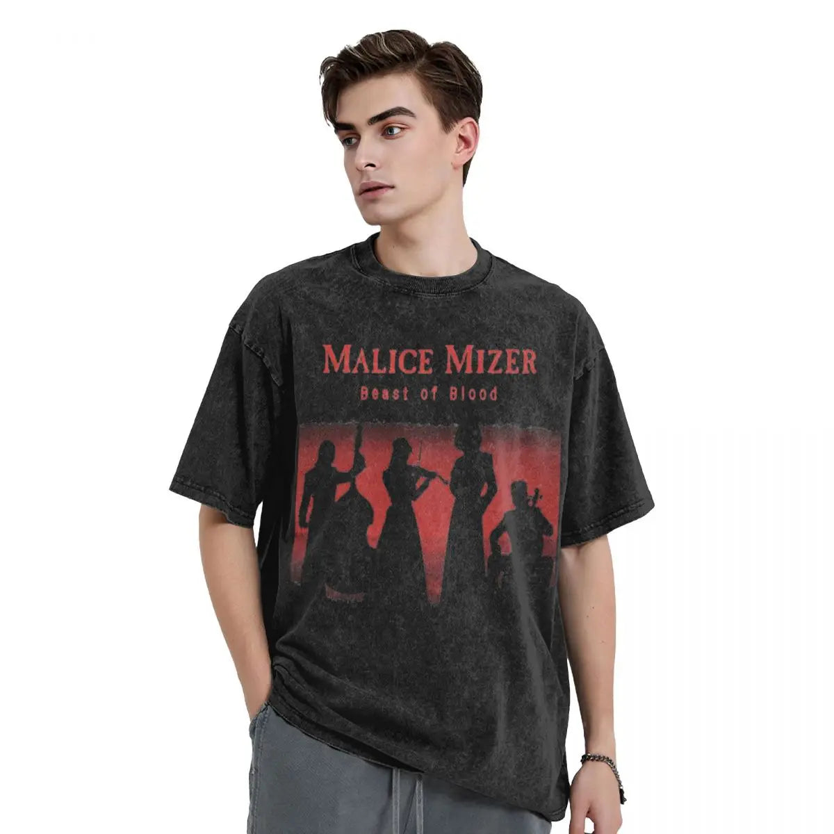 Malice Mizer Washed T Shirt 100% Baumwolle Oversize Sommer