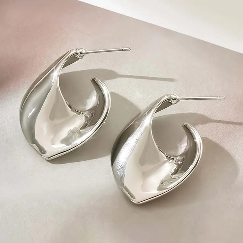 New Fashion Metal Geometric Smooth Chunky Drop Earring