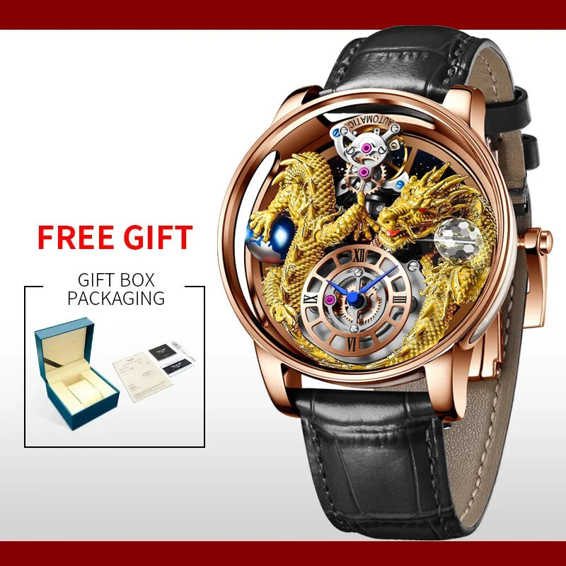 3D Gold Dragon Astronomia Quartz Watch