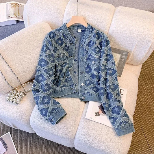 Autumn All Match Design Vintage Women Denim Jacket