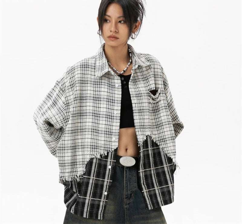 Women Plaid Blouses Korean Style Shirts