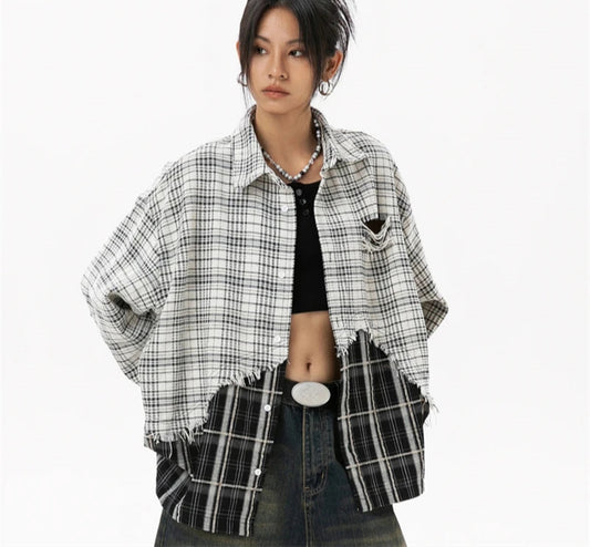 Women Plaid Blouses Korean Style Shirts