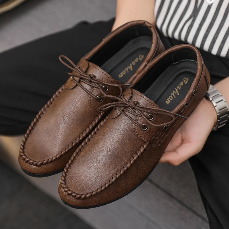 Lässige, bequeme Slip-On-Fahrschuhe aus Leder für Herren