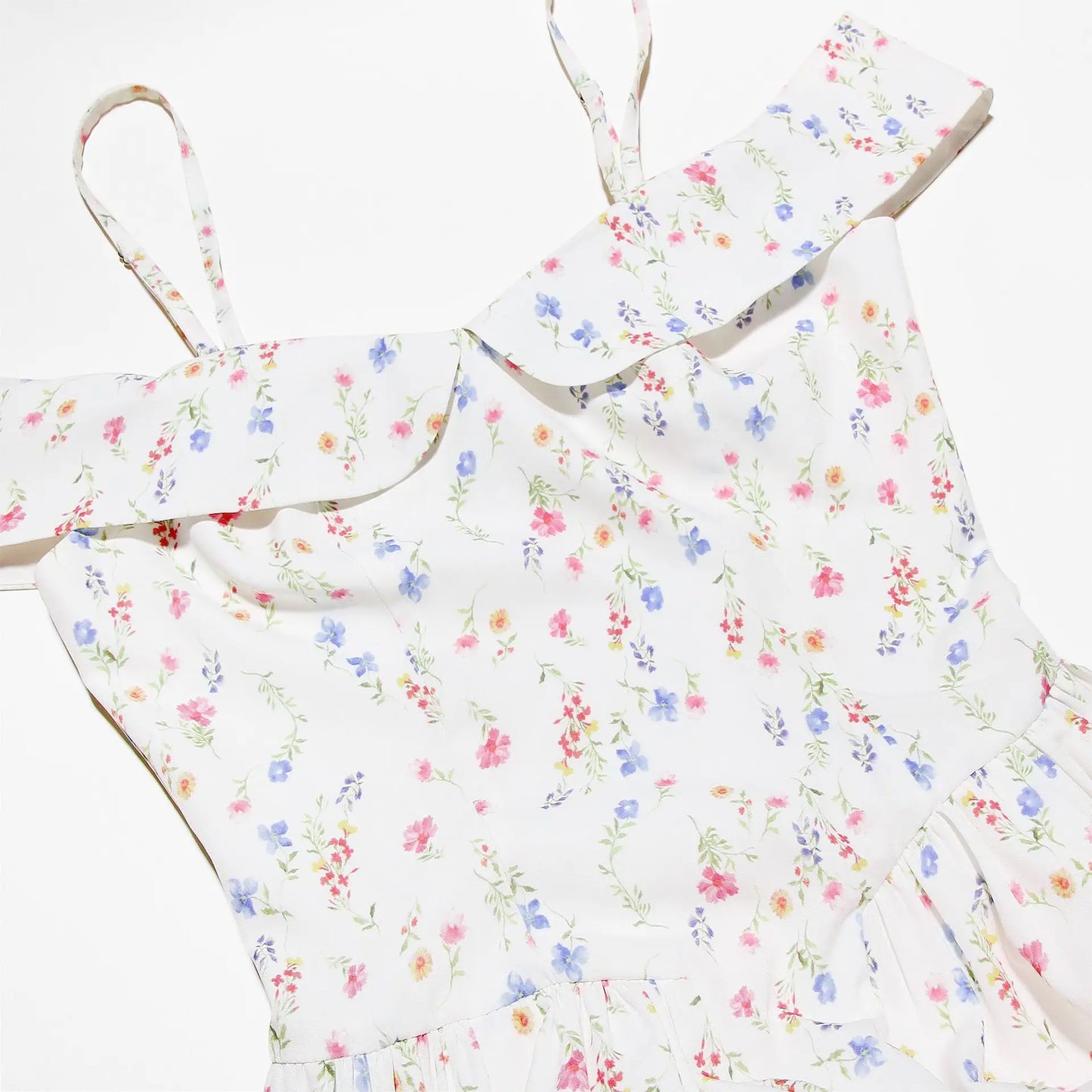 Suninheart Floral Print Short Party Dresses Off The Shoulder Tulle Dress