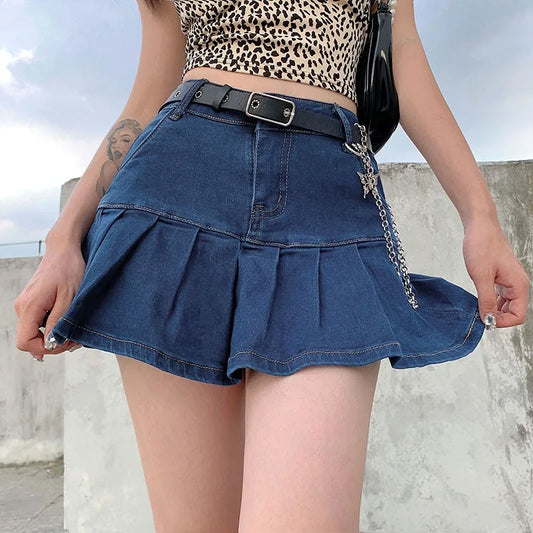 Cowboy Short Skirt, Women's Two-piece Anti-glare Cowboy Short Skirt