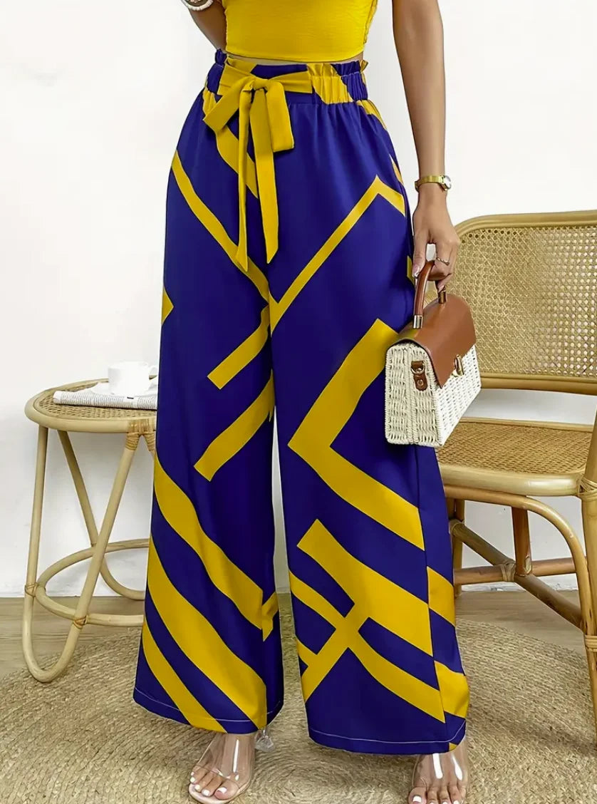 Hose mit weitem Bein und geometrischem Muster