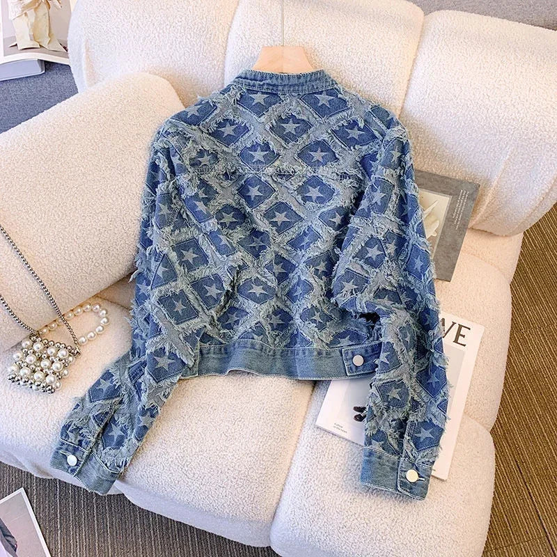 Autumn All Match Design Vintage Women Denim Jacket