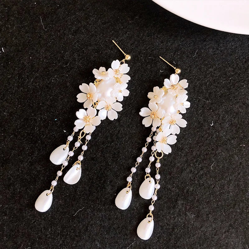Women French Romantic Flower Drop Earring