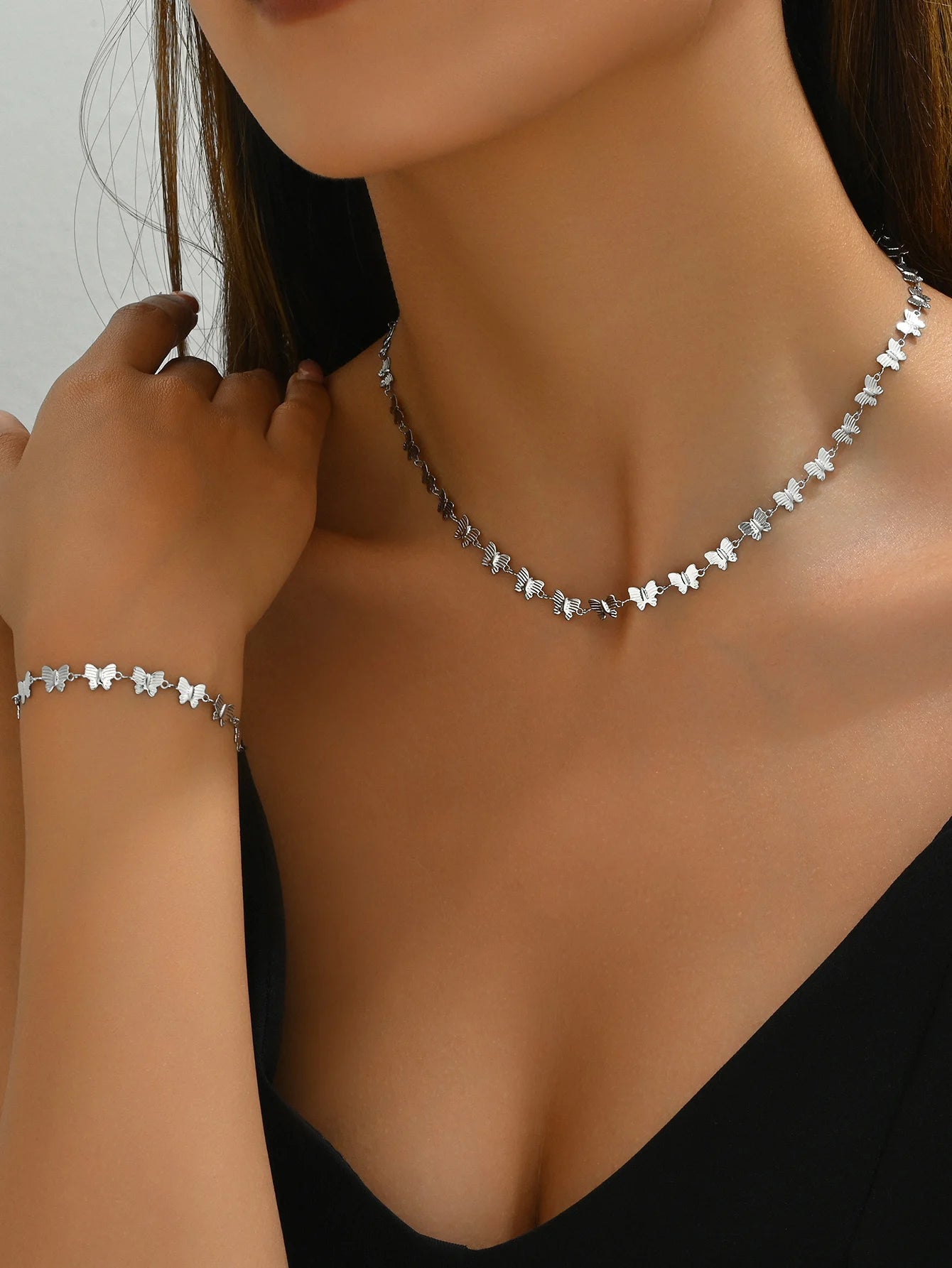 New Fashion Retro Style Stainless Steel Butterfly Chain
