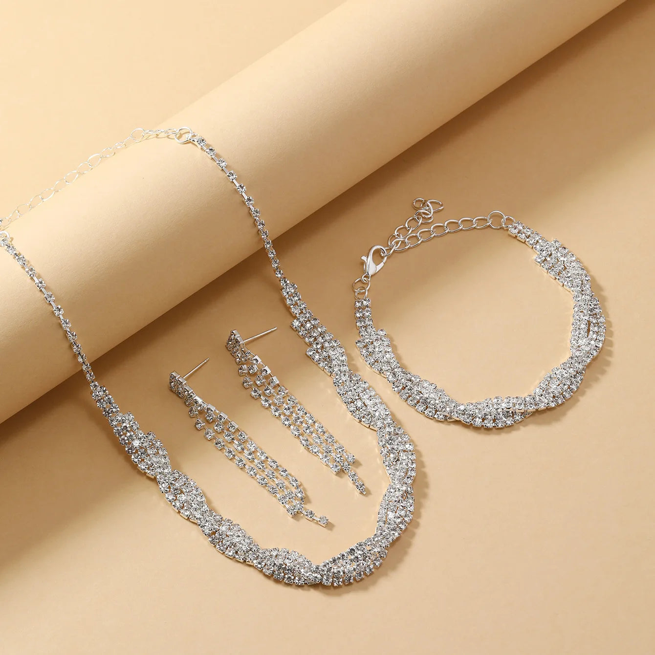 Women's claw series wrapped tassel earrings necklace bracelet jewelry set