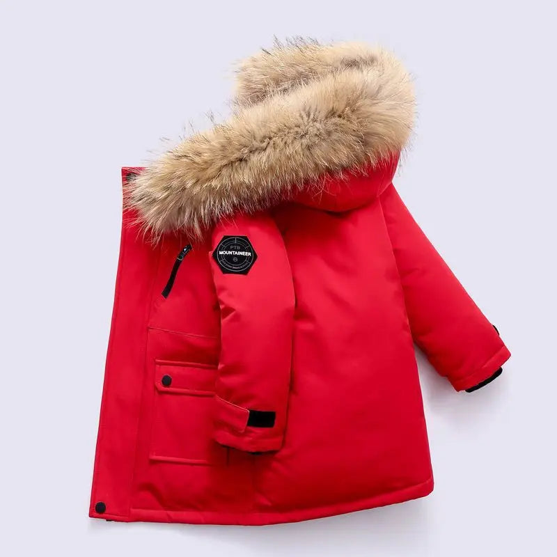 Children's new big hair collar boy cotton jacket