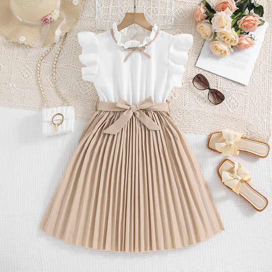Summer New Arrival Girls Sleeveless O Neck Ruffles Dress