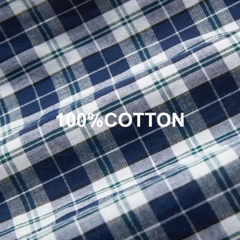 Mens Cotton Casual Plaid Elastic Waistband Boxer Shorts