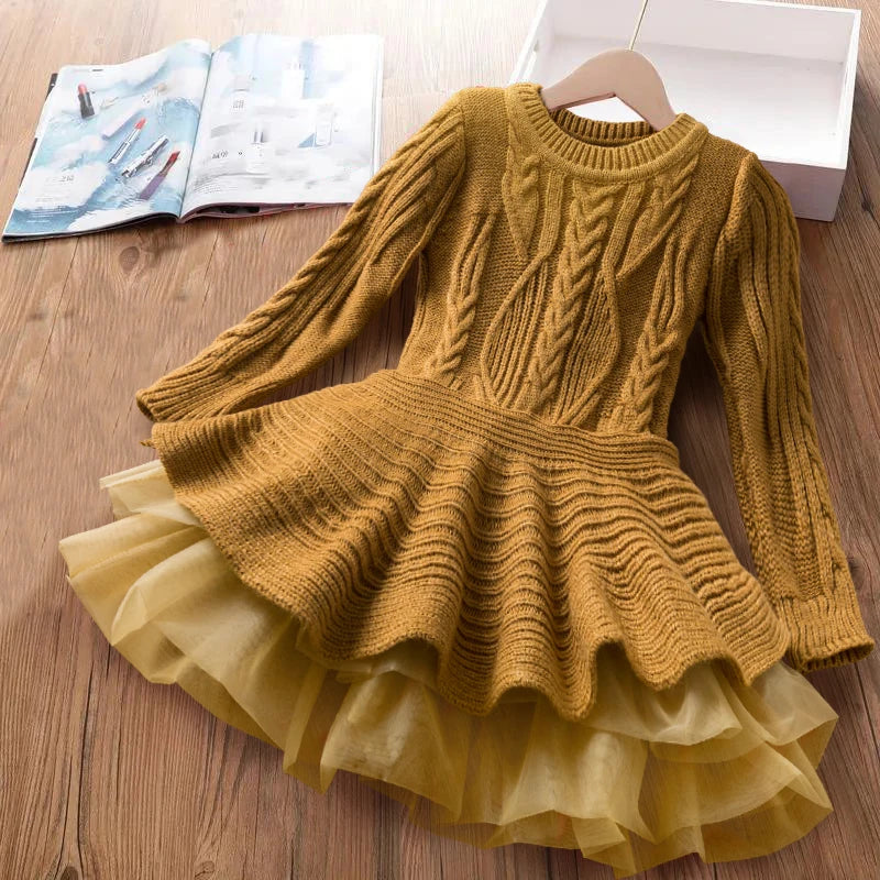 New Long Sleeve Girls Winter Dress