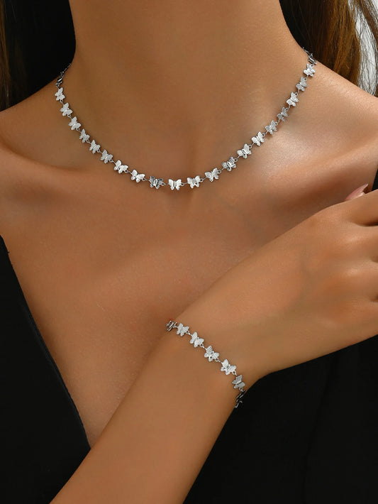 New Fashion Retro Style Stainless Steel Butterfly Chain
