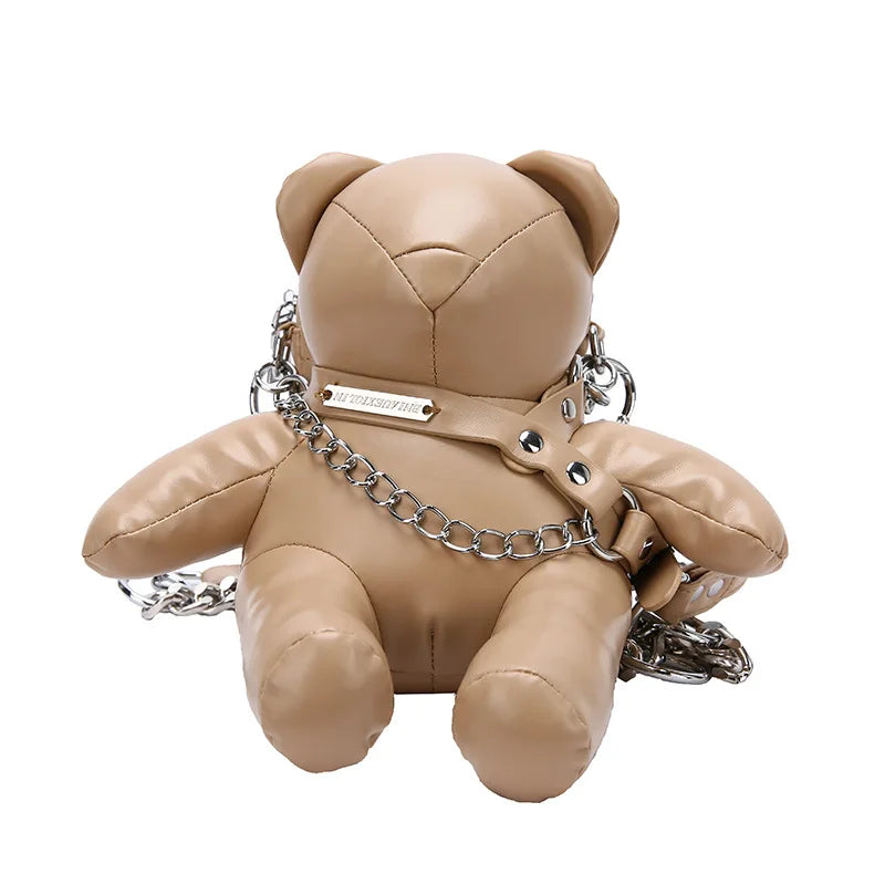 Designer Bear Doll Leather Fashion Chain Crossbody Shoulder Bag