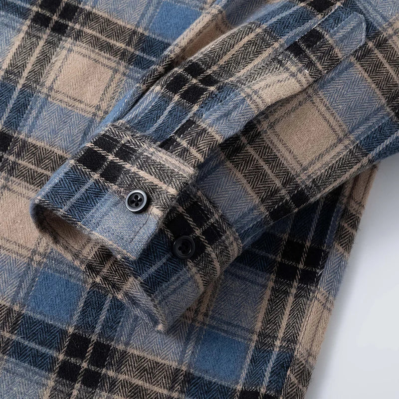 Herbst Langarm Blau Lose Herren Casual Hemd