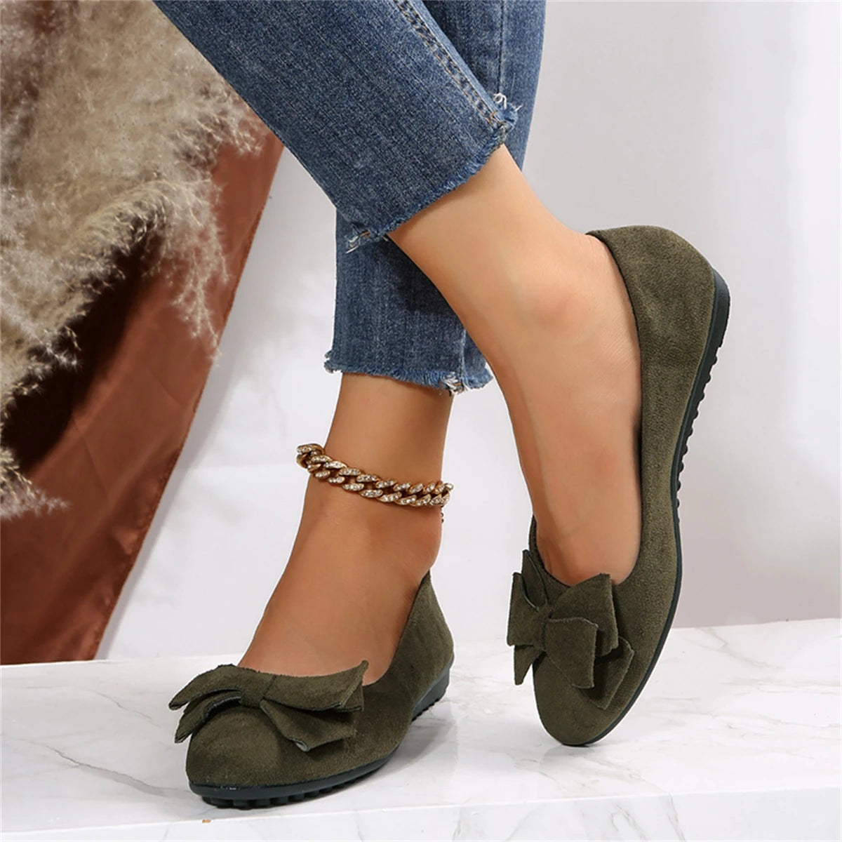 Autumn Casual Fashion Round Toe Flat Solid Color Shoes
