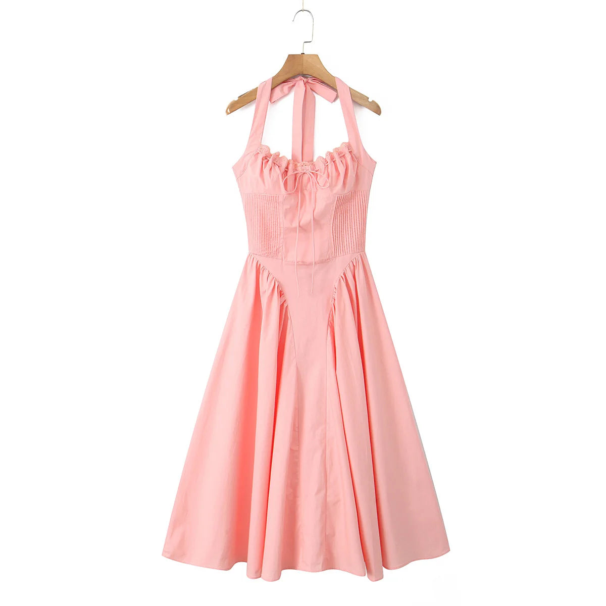 Sexy Pink Corset Style Bow Halter Dress