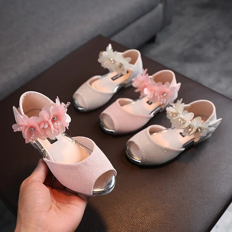New Girls Rhinestone Flower Shoes