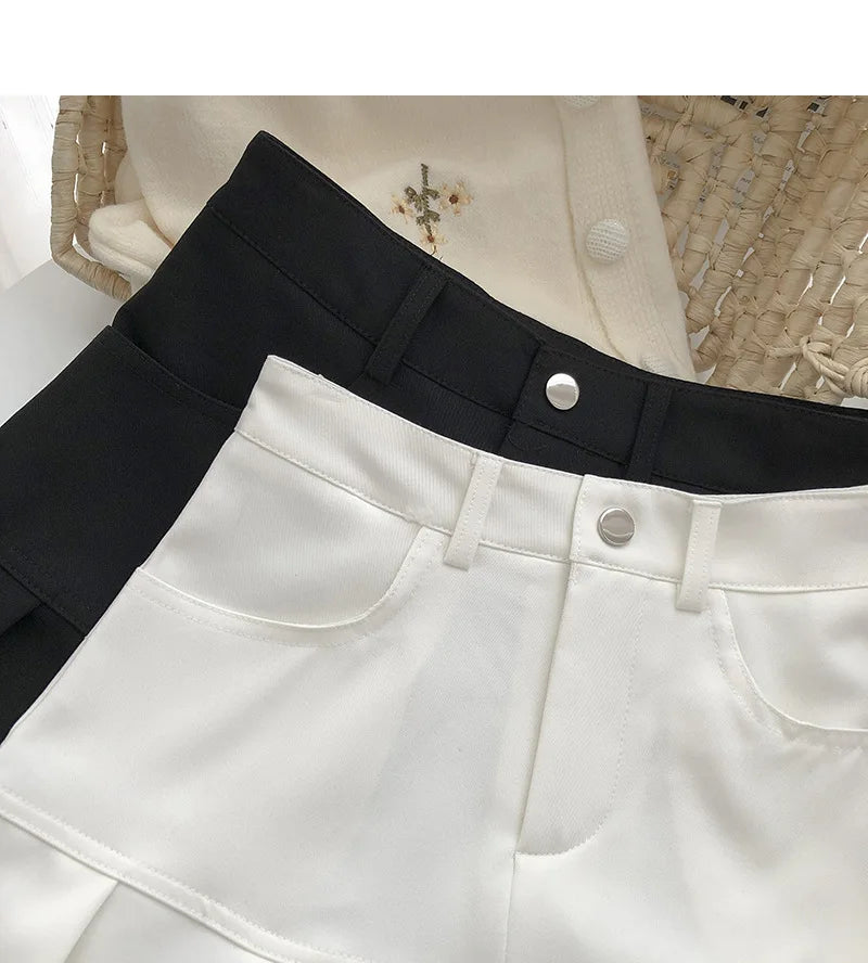 Vintage High Waist Pleated Skirt Women College Style with Safety Pants