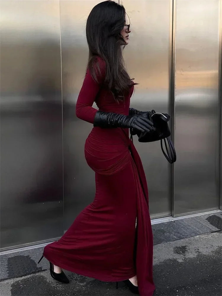 Tossy Damen Sexy Plissee Maxikleid
