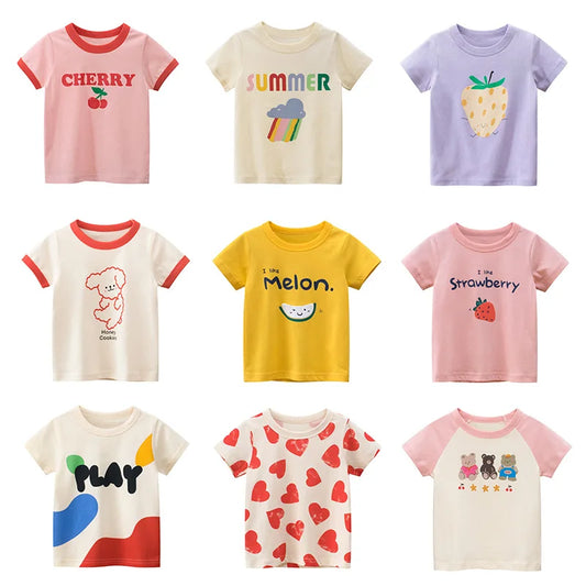 Summer 2-8 Years Kids Girl Shorts Sleeve T-shirts