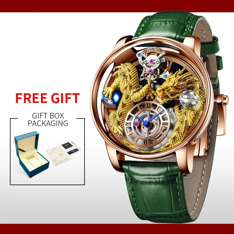 3D Gold Dragon Astronomia Quartz Watch