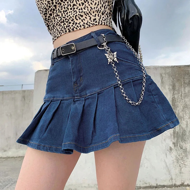 Cowboy Short Skirt, Women's Two-piece Anti-glare Cowboy Short Skirt