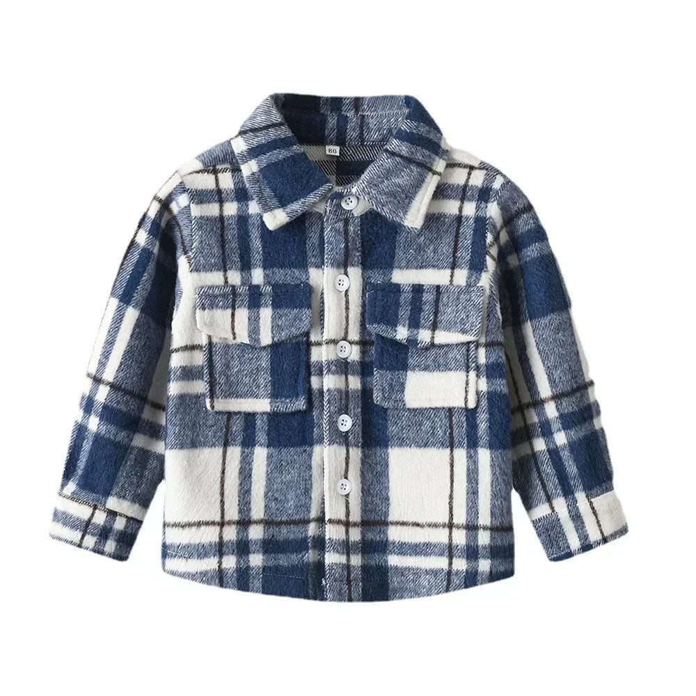 Children's Autumn Plaid Long Sleeved Shirt