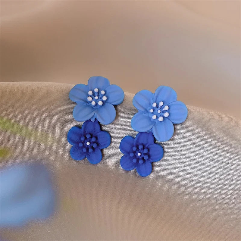 Women Double-layers Floral Dangle Earrings