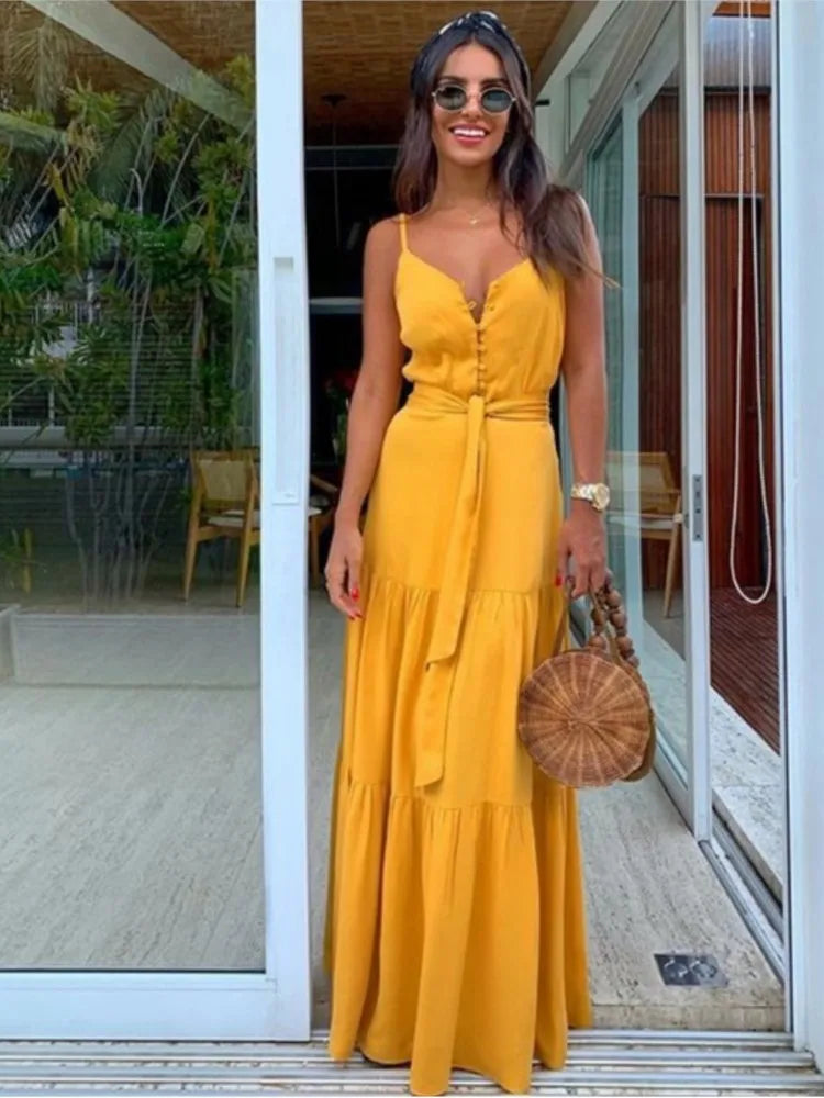 Women Summer Button With Belt White Dresses