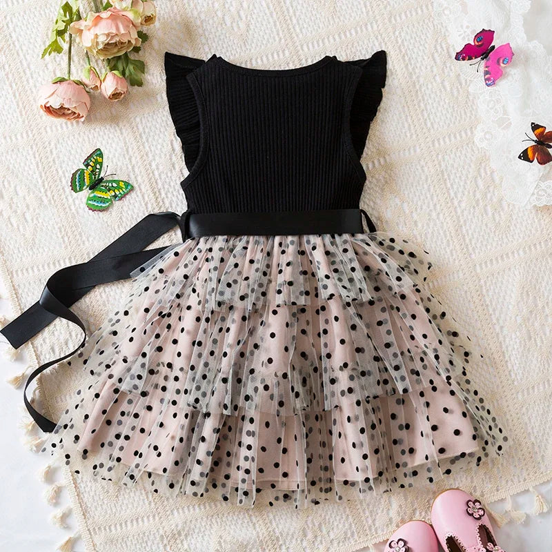 Girls Ruffles Tulle Casual Layered Dresses